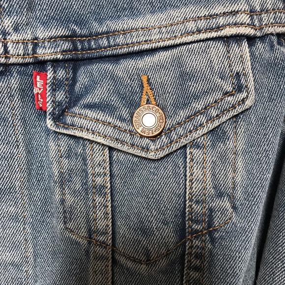 Levi’s Premium Sz Small jean jacket medium blue - Picture 4 of 8
